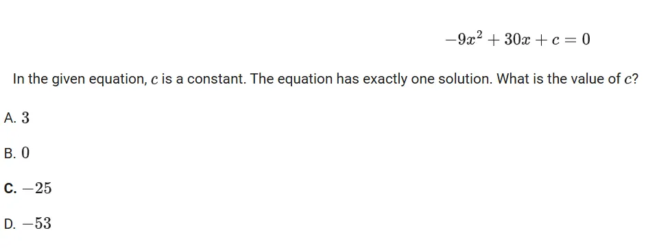 Number of a solutions for a Quadratic Equation.