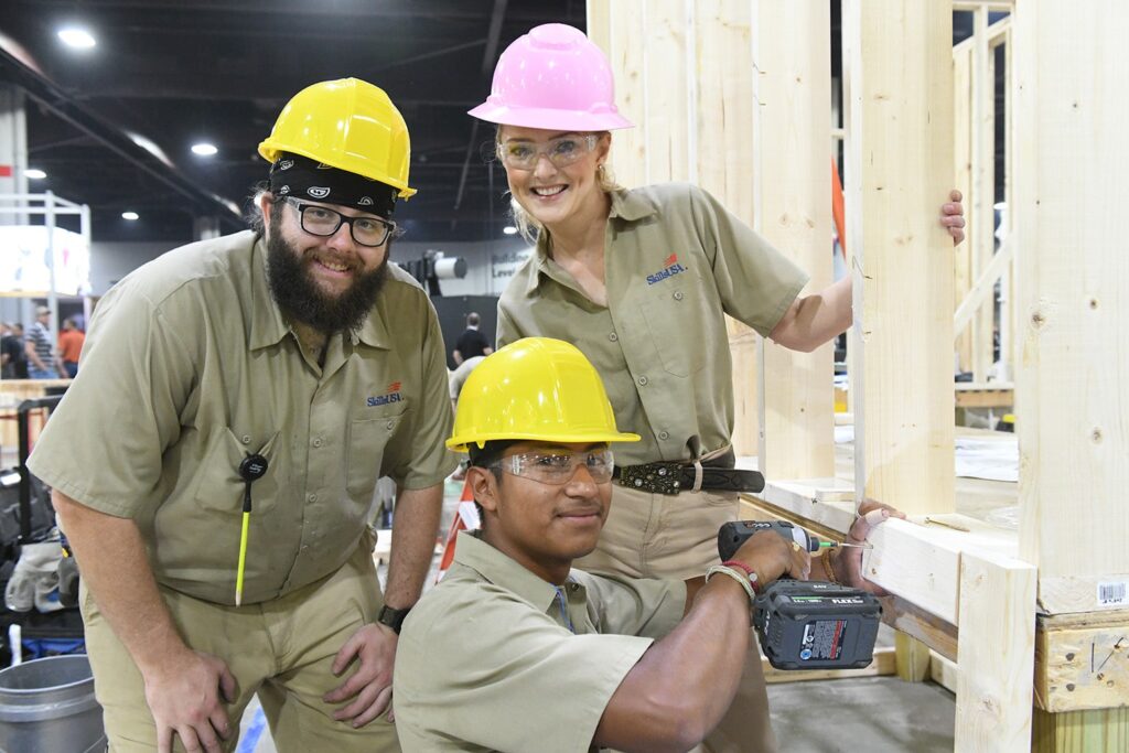 SkillsUSA members at the National Leadership and Skills Conference, competing in Cabinetmaking.