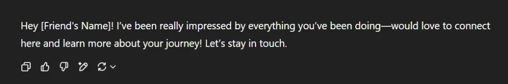 Optimized Linked In friend connection request that is more direct and concise.