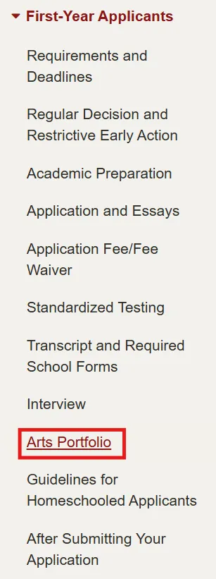 Stanford first year applicants drop down menu.